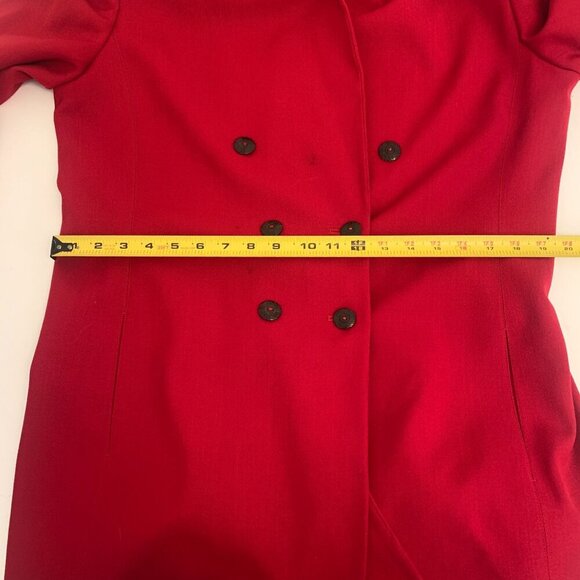 VTG 80s Dana Buchman Red Wool Double Breasted Blazer Jacket Plus Size 14 - Picture 10 of 14
